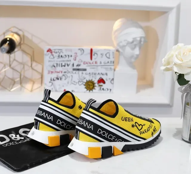 Dolce & Gabbana Speed Trainer أصفر طباعة جرافيكية حذاء أسلوب حياة 2