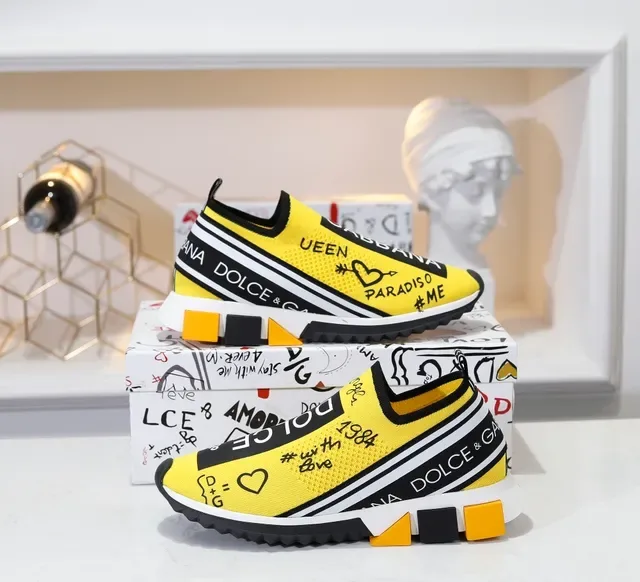 Dolce & Gabbana Speed Trainer أصفر طباعة جرافيكية حذاء أسلوب حياة 3