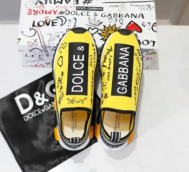 Dolce & Gabbana Speed Trainer أصفر طباعة جرافيكية حذاء أسلوب حياة 4