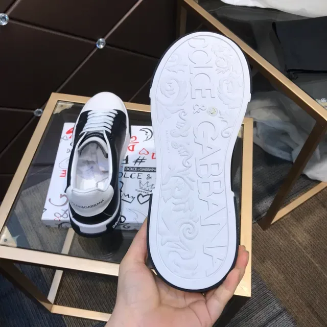 Dolce & Gabbana أسود وأبيض ثنائي اللون حذاء رياضي أسلوب حياة 5