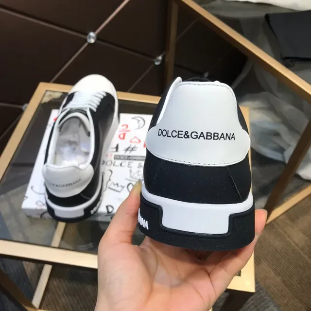 Dolce & Gabbana أسود وأبيض ثنائي اللون حذاء رياضي أسلوب حياة 6
