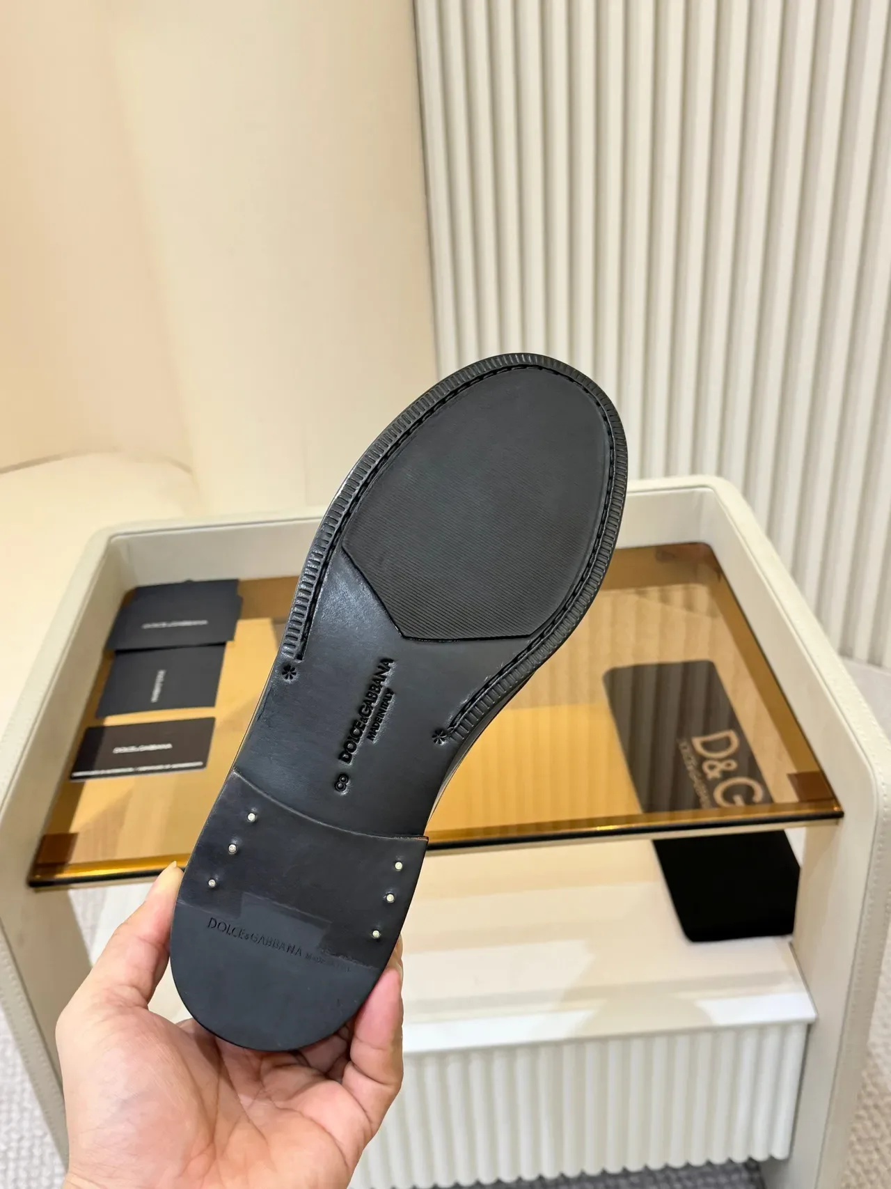 موسين Dolce & Gabbana Portofino أسود بني جلد لامع لامع تفاصيل مضفرة موك تو 2