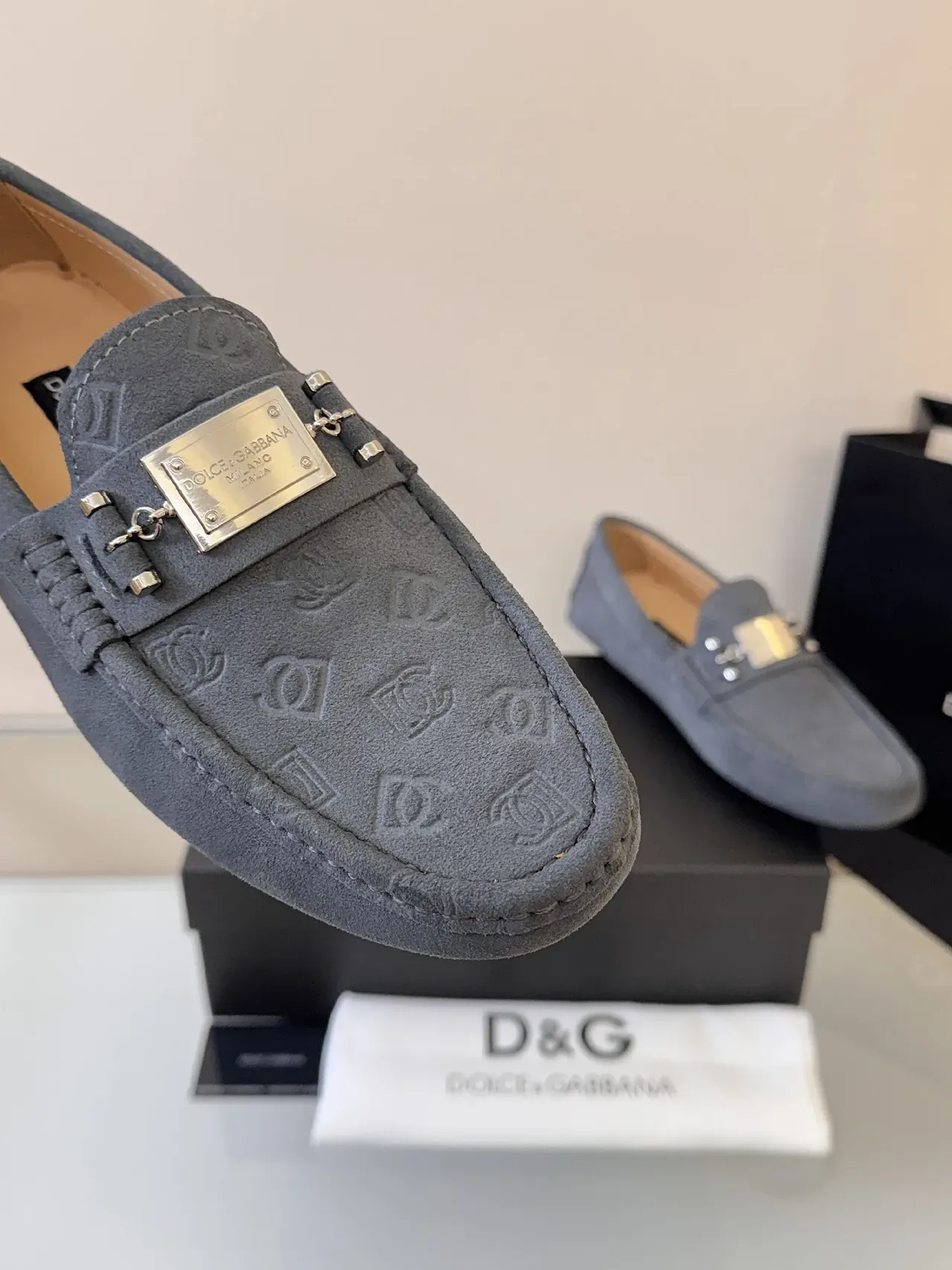 Dolce & Gabbana Portofino Mocasines Ante Gris 3