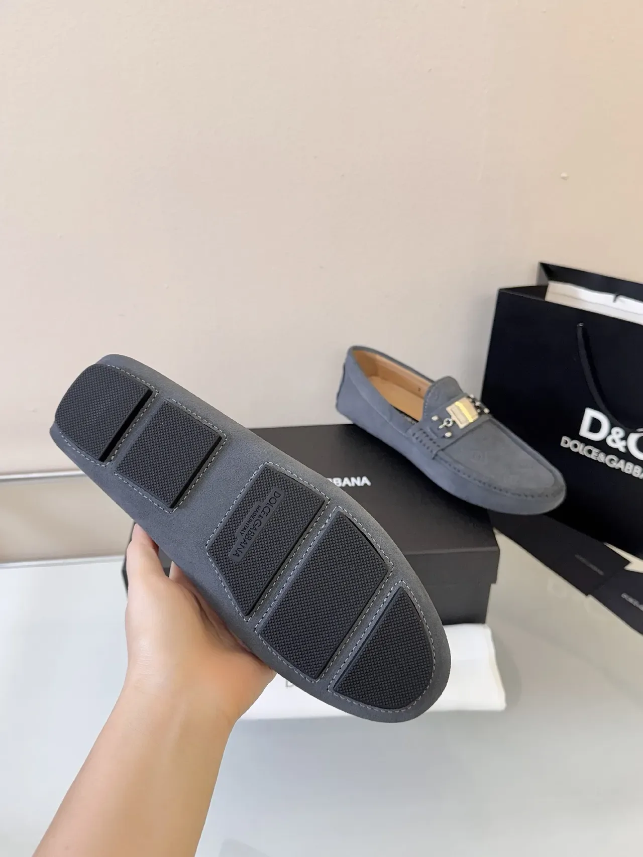 Dolce & Gabbana Portofino Mocasines Ante Gris 5