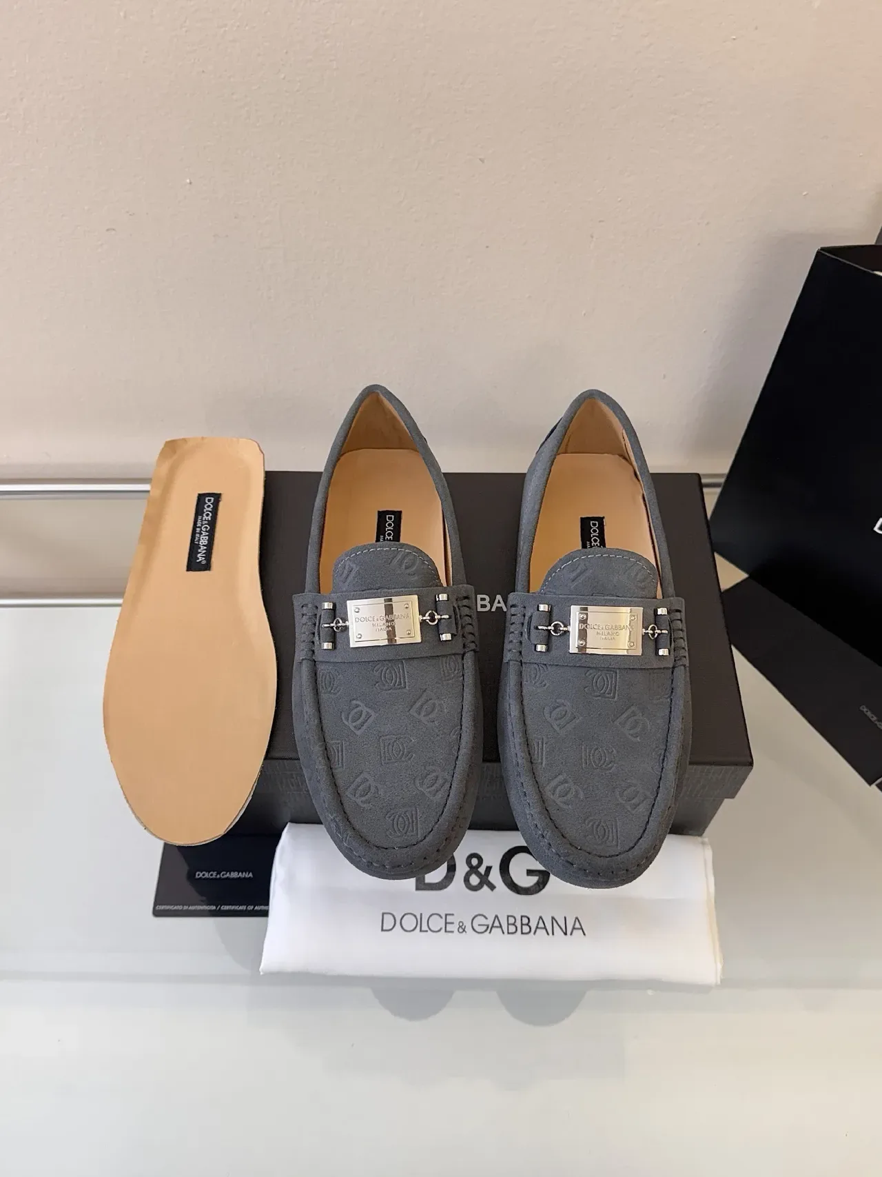 Dolce & Gabbana Portofino Mocasines Ante Gris 6