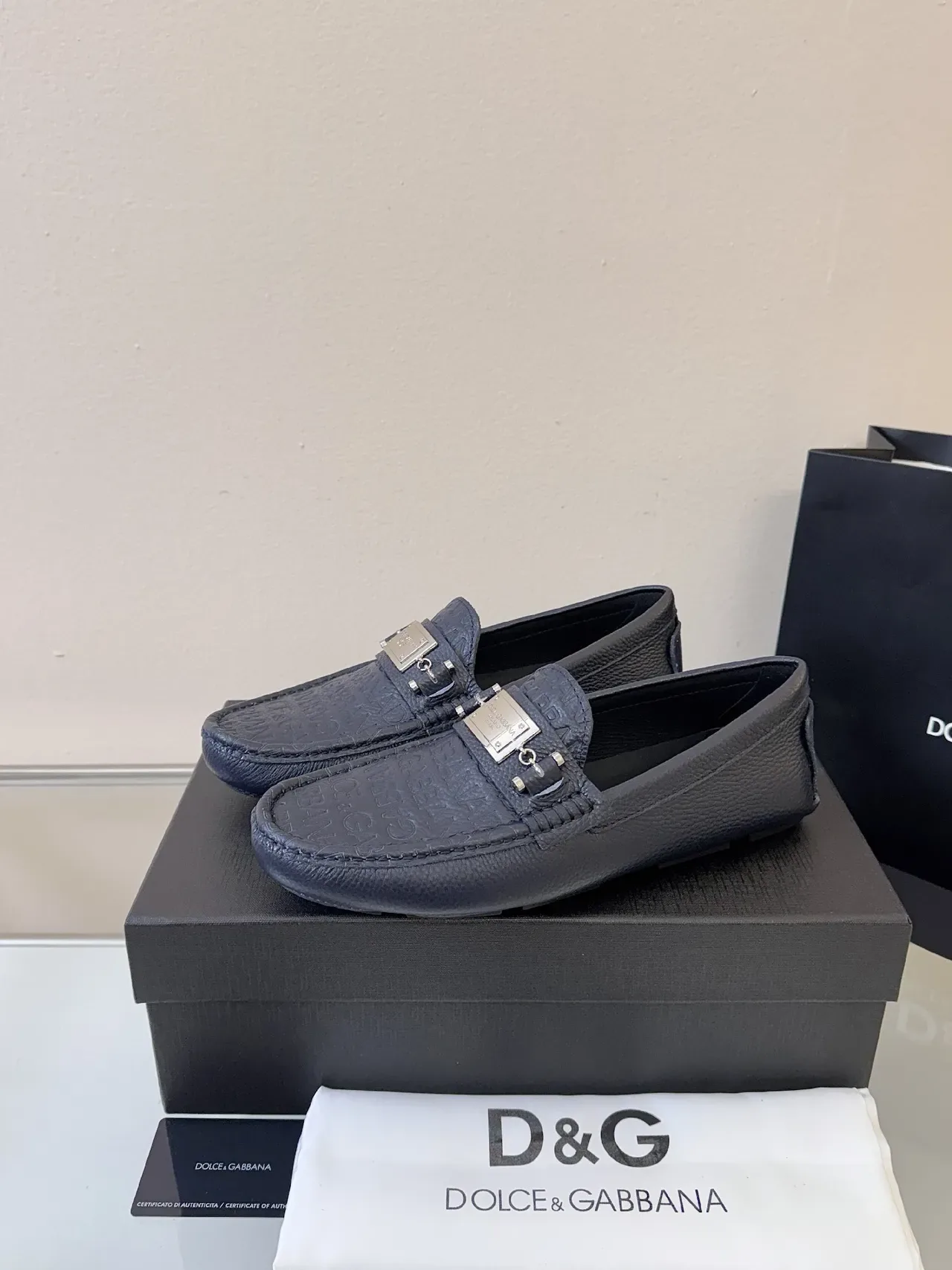 Dolce & Gabbana Portofino 海军蓝 粒面皮革 乐福鞋 2