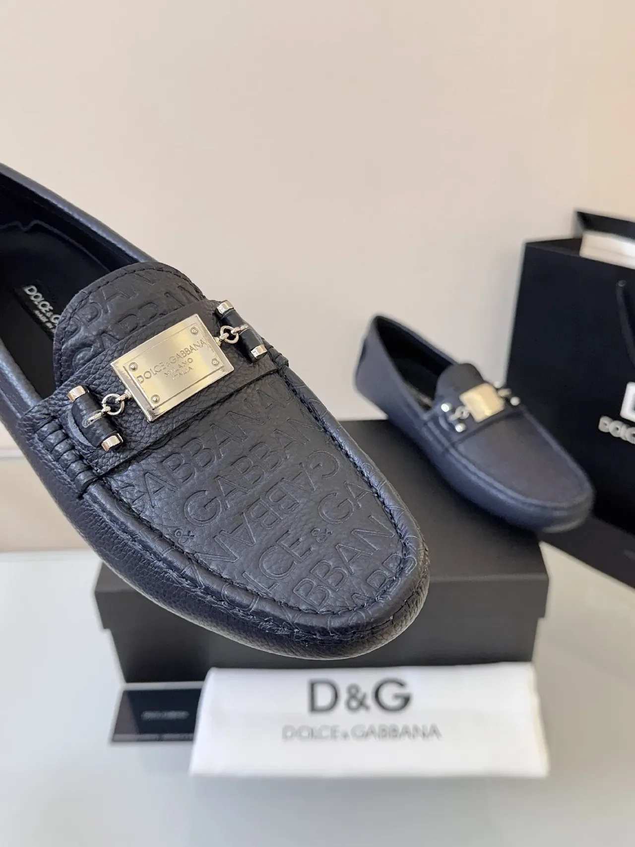 Dolce & Gabbana Portofino 海军蓝 粒面皮革 乐福鞋 3