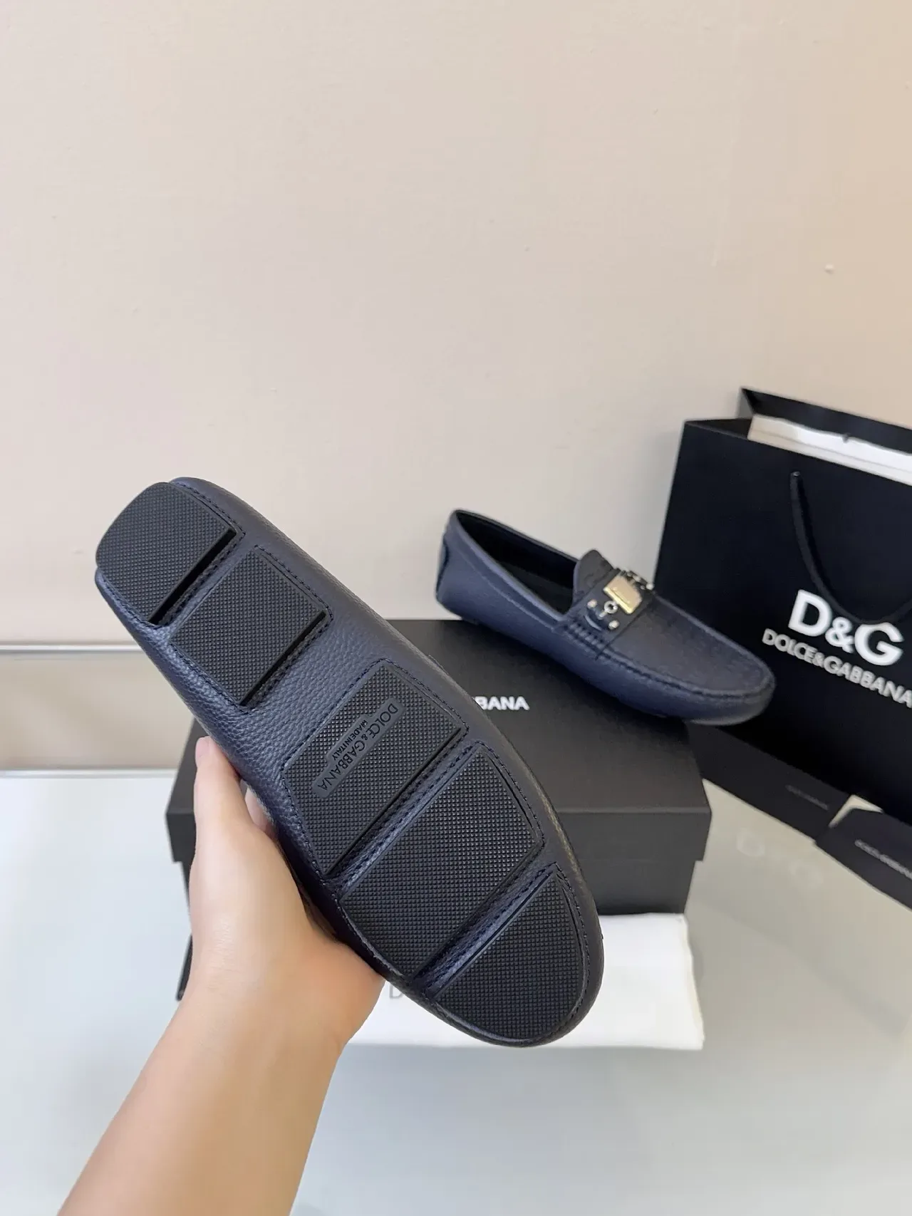 Dolce & Gabbana Portofino 海军蓝 粒面皮革 乐福鞋 5