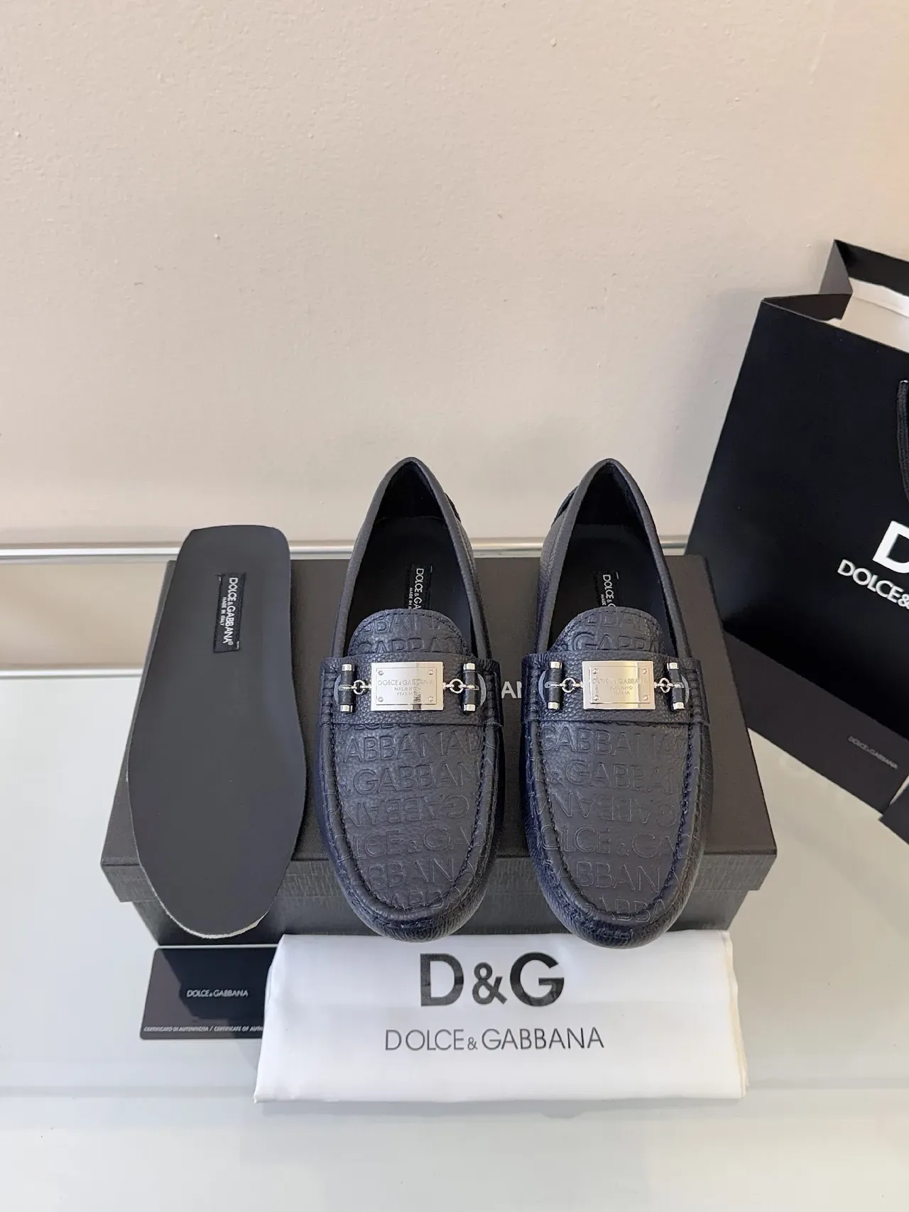 Dolce & Gabbana Portofino 海军蓝 粒面皮革 乐福鞋 6