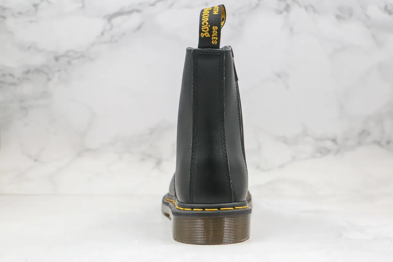 Dr. Martens 1460 काला स्मूथ लेदर साइड ज़िप मार्टिन बूट्स 3