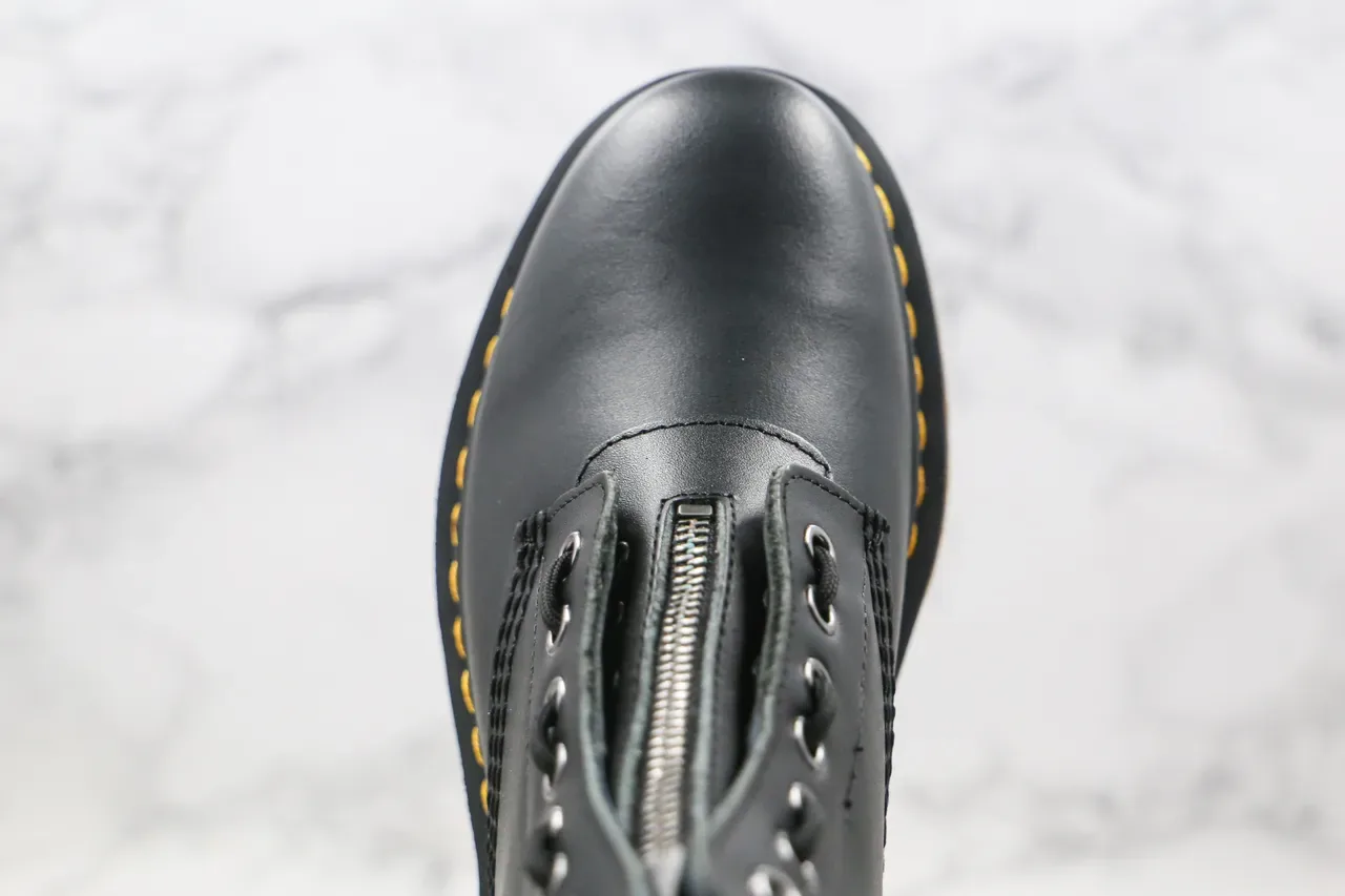 Dr. Martens 1460 काला स्मूथ लेदर साइड ज़िप मार्टिन बूट्स 4