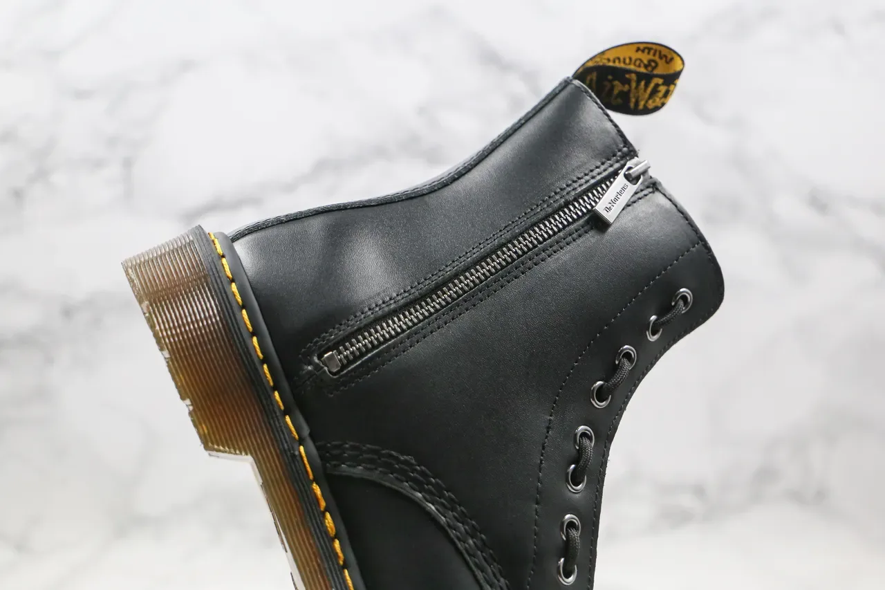Dr. Martens 1460 काला स्मूथ लेदर साइड ज़िप मार्टिन बूट्स 6