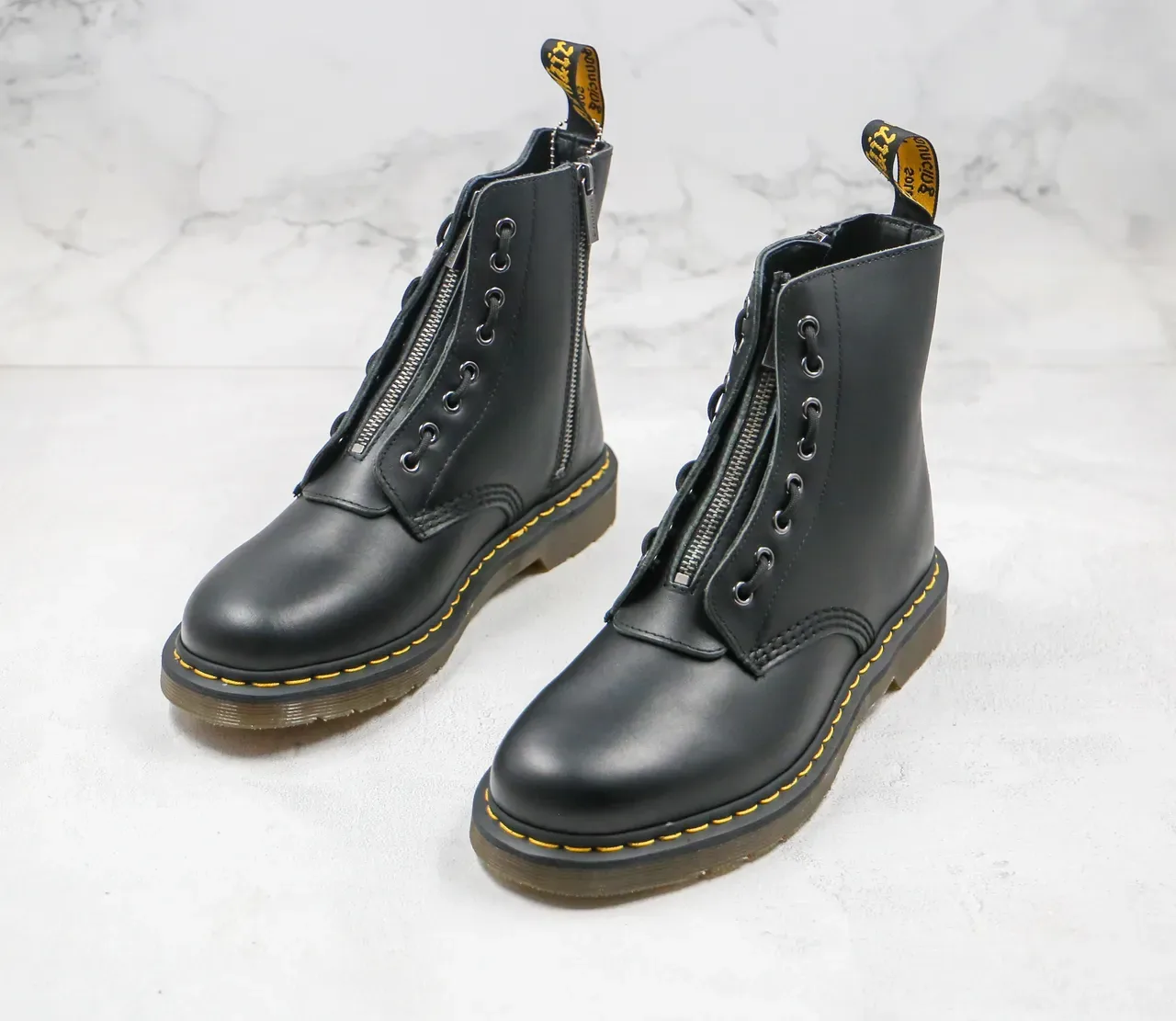 Dr. Martens 1460 काला स्मूथ लेदर साइड ज़िप मार्टिन बूट्स 7