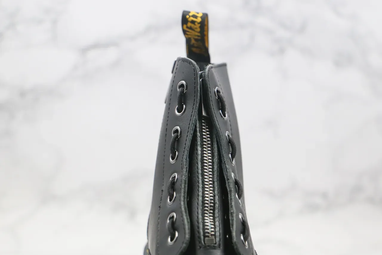 Dr. Martens 1460 काला स्मूथ लेदर साइड ज़िप मार्टिन बूट्स 8