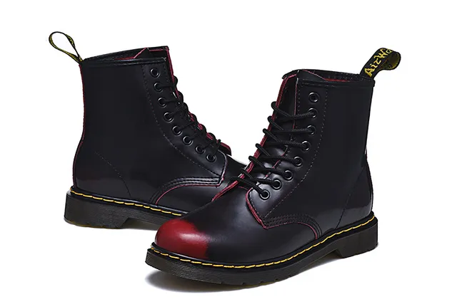 Dr. Martens 1460 কালো মসৃণ চামড়া হলুদ সেলাই মার্টিন বুটস 5