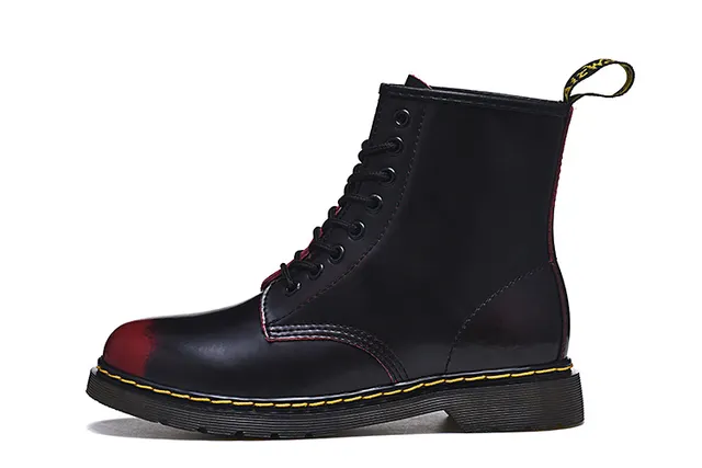 Dr. Martens 1460 কালো মসৃণ চামড়া হলুদ সেলাই মার্টিন বুটস 8