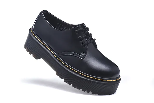 Dr. Martens 1461 黑色黄色 平台底 韦尔特缝线 休闲鞋 3