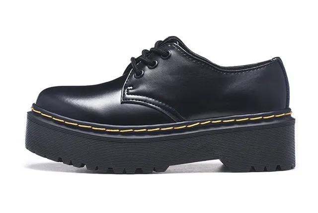 Dr. Martens 1461 黑色黄色 平台底 韦尔特缝线 休闲鞋 7
