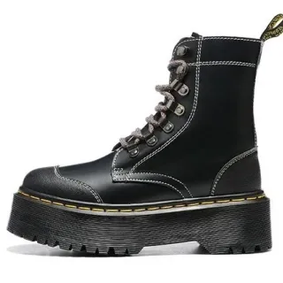 Dr. Martens Jadon प्लेटफॉर्म काला कंट्रास्ट-जुड़ा मार्टिन बूट