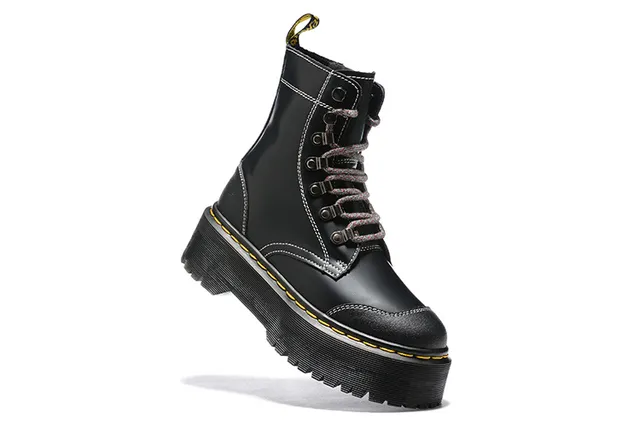 Dr. Martens Jadon Plateforme Bottine Martin Noire à coutures contrast 2