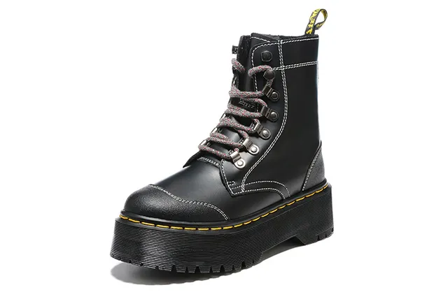 Dr. Martens Jadon Plateforme Bottine Martin Noire à coutures contrast 3