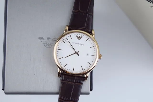 Emporio Armani Brown Gold Minimalist Dress Quartz Watch 4
