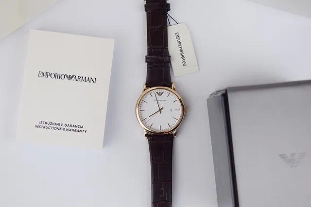 Emporio Armani Brown Gold Minimalist Dress Quartz Watch 7