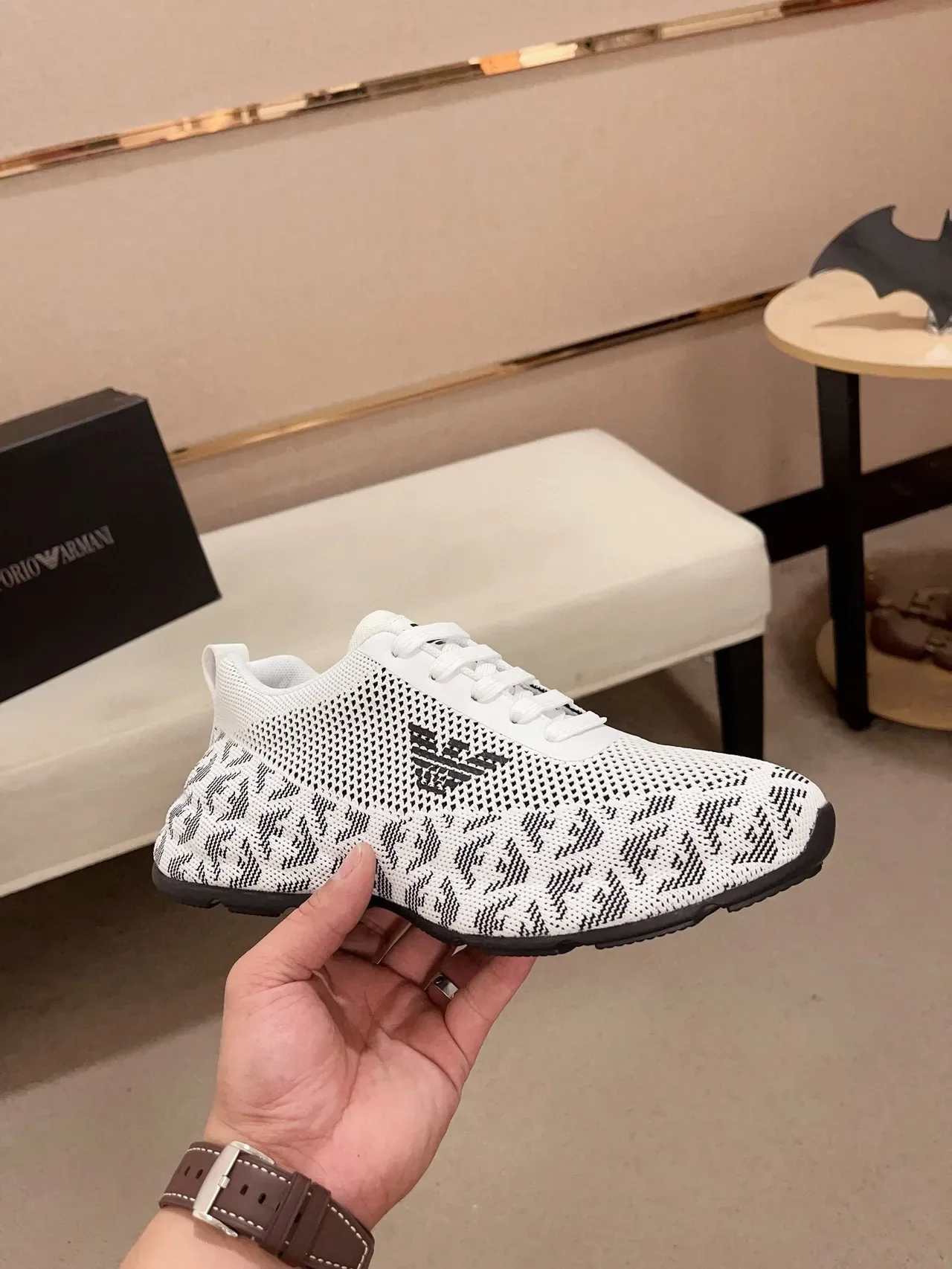 Emporio Armani Zapatillas Lifestyle de Punto con Monograma y Logo de Águila 4