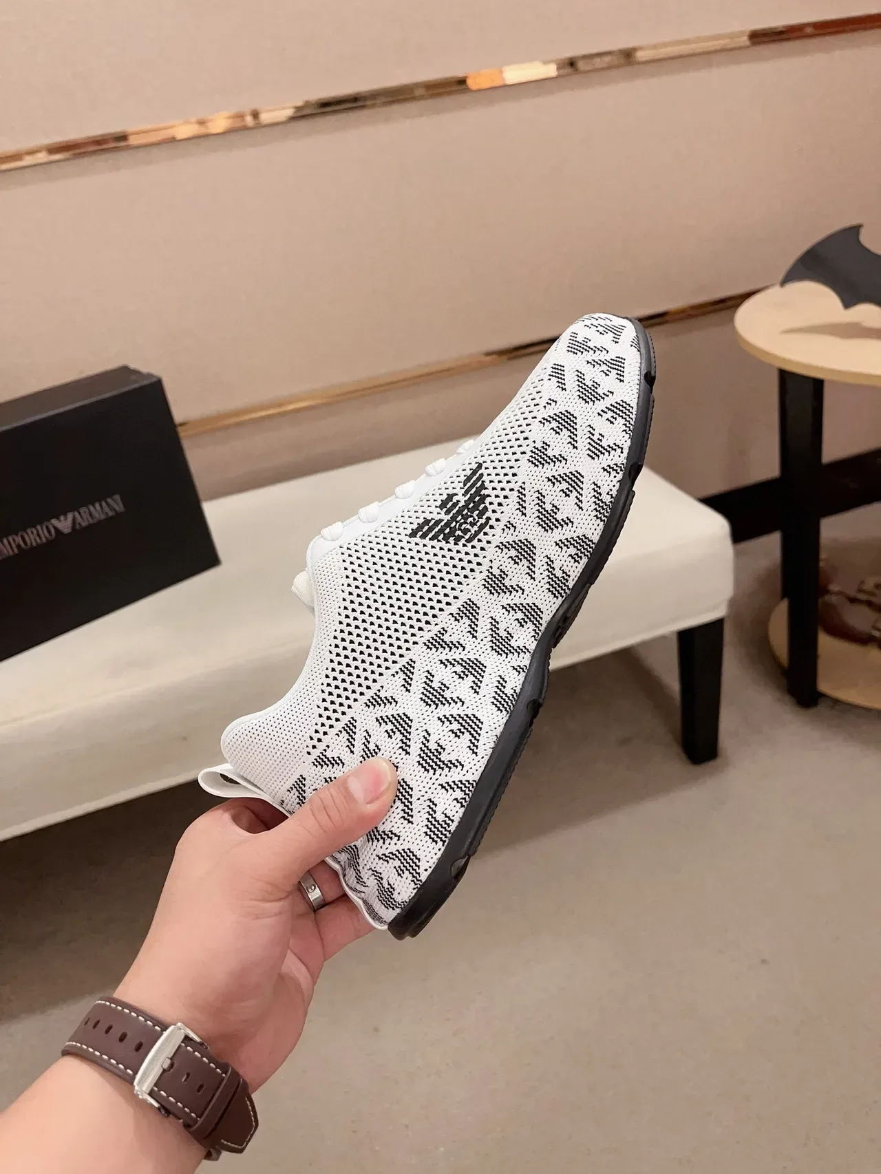 Emporio Armani Zapatillas Lifestyle de Punto con Monograma y Logo de Águila 5