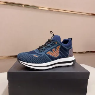 Emporio Armani Navy Blue and Orange Eagle Logo Lifestyle Sneakers