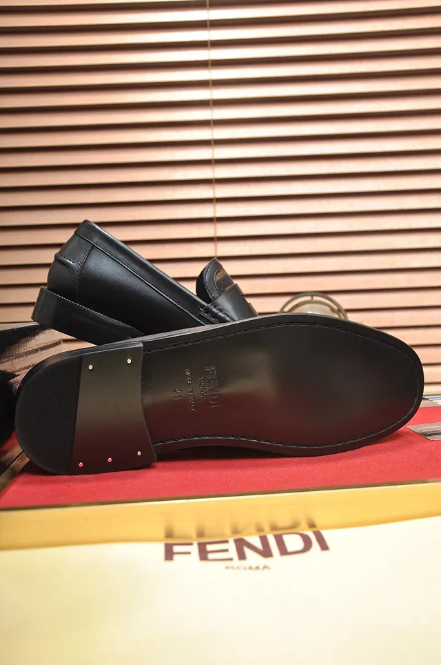 Fendi Noir Brun Cuir FF Monogramme Bride Mocassin 7