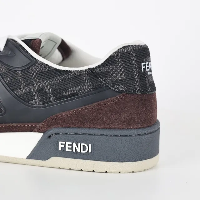 Fendi Brown Black Layered Suede And FF Jacquard Upper Contrast White Laces Lifestyle Sneakers 4