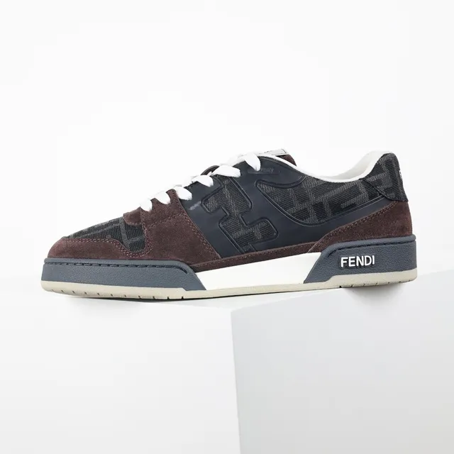 Fendi Brown Black Layered Suede And FF Jacquard Upper Contrast White Laces Lifestyle Sneakers 9