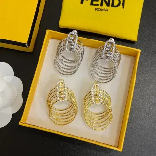 Fendi FF Logo كريستال أقراط مالتي هوب