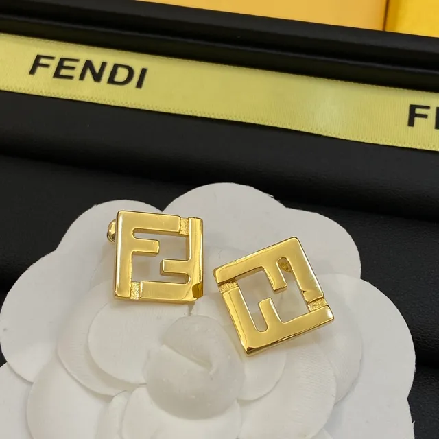 Fendi FF Logo Square Gold-Tone Earrings 3
