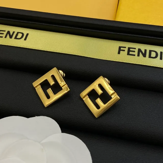 Fendi FF Logo Square Gold-Tone Earrings 5
