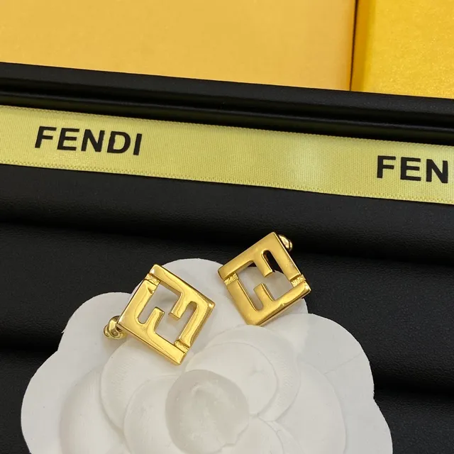 Fendi FF Logo Square Gold-Tone Earrings 6