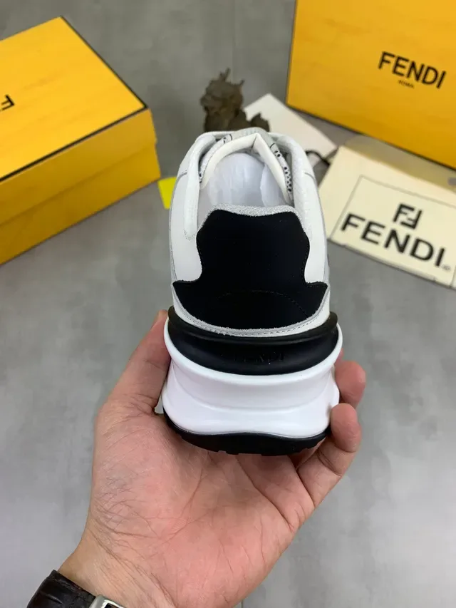 Fendi FF Sneaker White Black Sole Monogram Mesh Chunky Sneakers 2