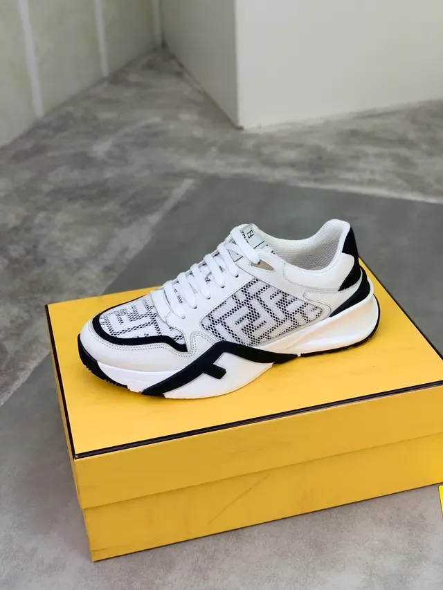 Fendi FF Sneaker White Black Sole Monogram Mesh Chunky Sneakers 3