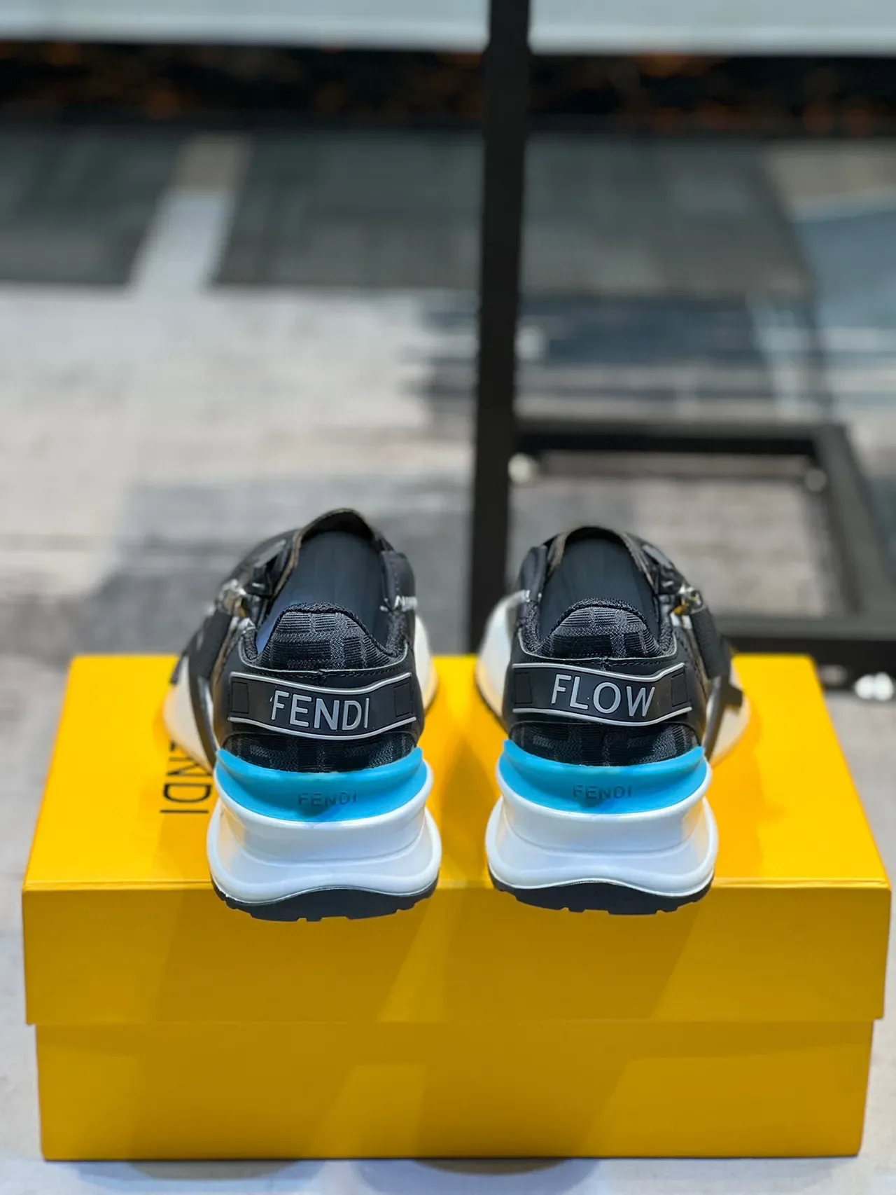 Fendi First Black Blue Zipper-Accented FF Monogram Upper Chunky Sneakers 2