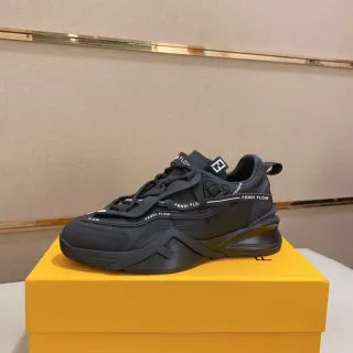 Fendi Flow 黑色 单色 多带叠加 厚底运动鞋