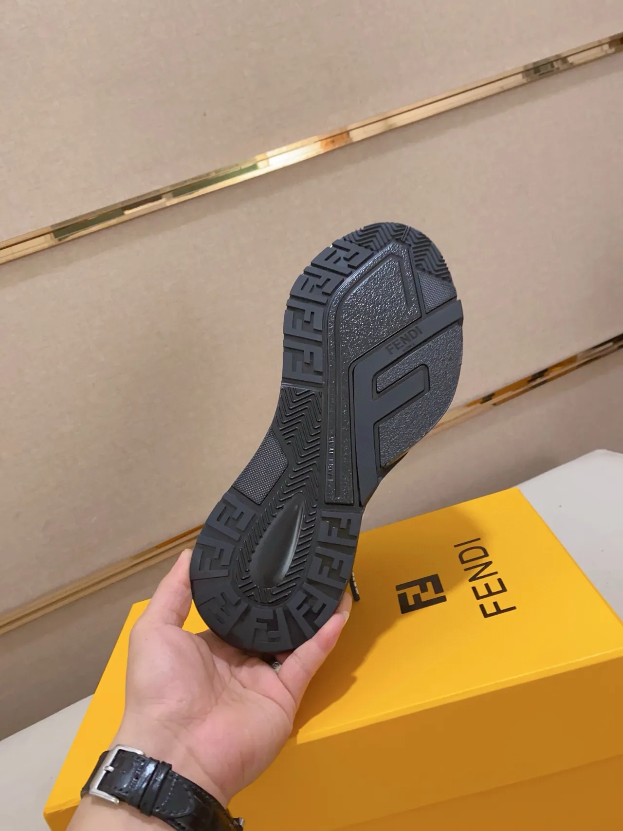 Fendi Flow Black Monochrome Multi-Strap Overlay Chunky Sneakers 2