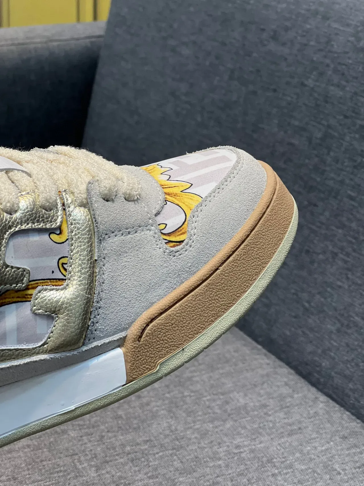 Fendi Gris Dorado Multicapa Material Mixto Superior Impresión Monograma FF Lifestyle Sneakers 4