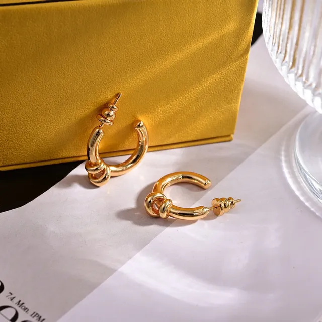 Fendi Knot Gold-Tone Hoop Earrings 2
