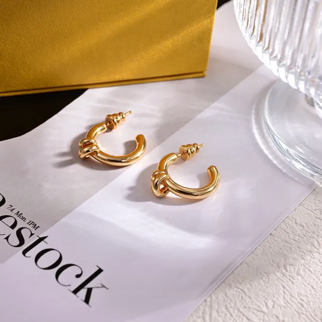Fendi Knot Gold-Tone Hoop Earrings 3