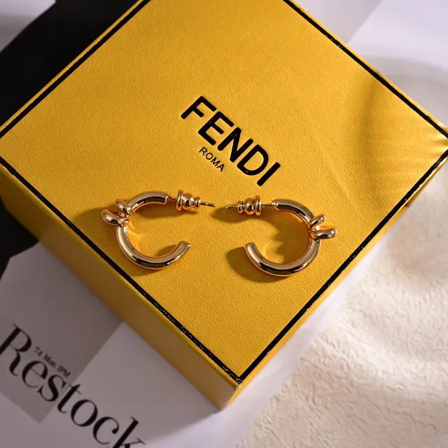 Fendi Knot Gold-Tone Hoop Earrings 4