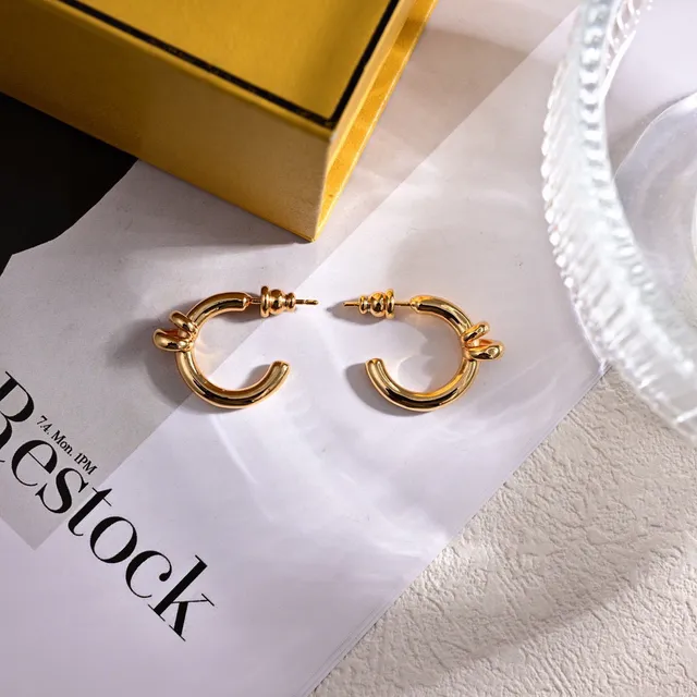 Fendi Knot Gold-Tone Hoop Earrings 5