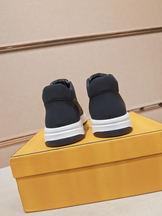 Fendi Lifestyle Sneaker Black Brown Mid-Top Monogram Textile Side Panel Lifestyle Sneakers 3