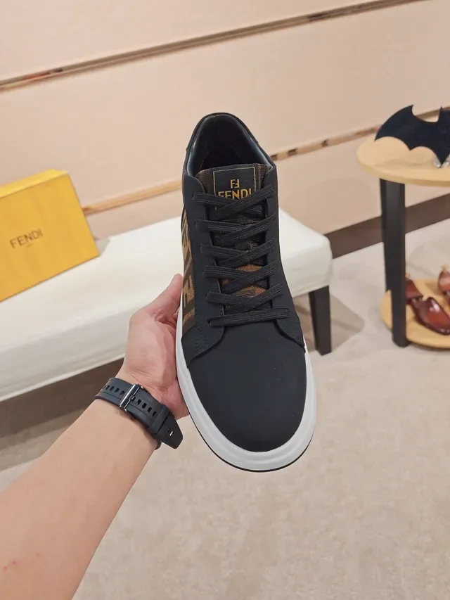 Fendi Lifestyle Sneaker Black Brown Mid-Top Monogram Textile Side Panel Lifestyle Sneakers 5