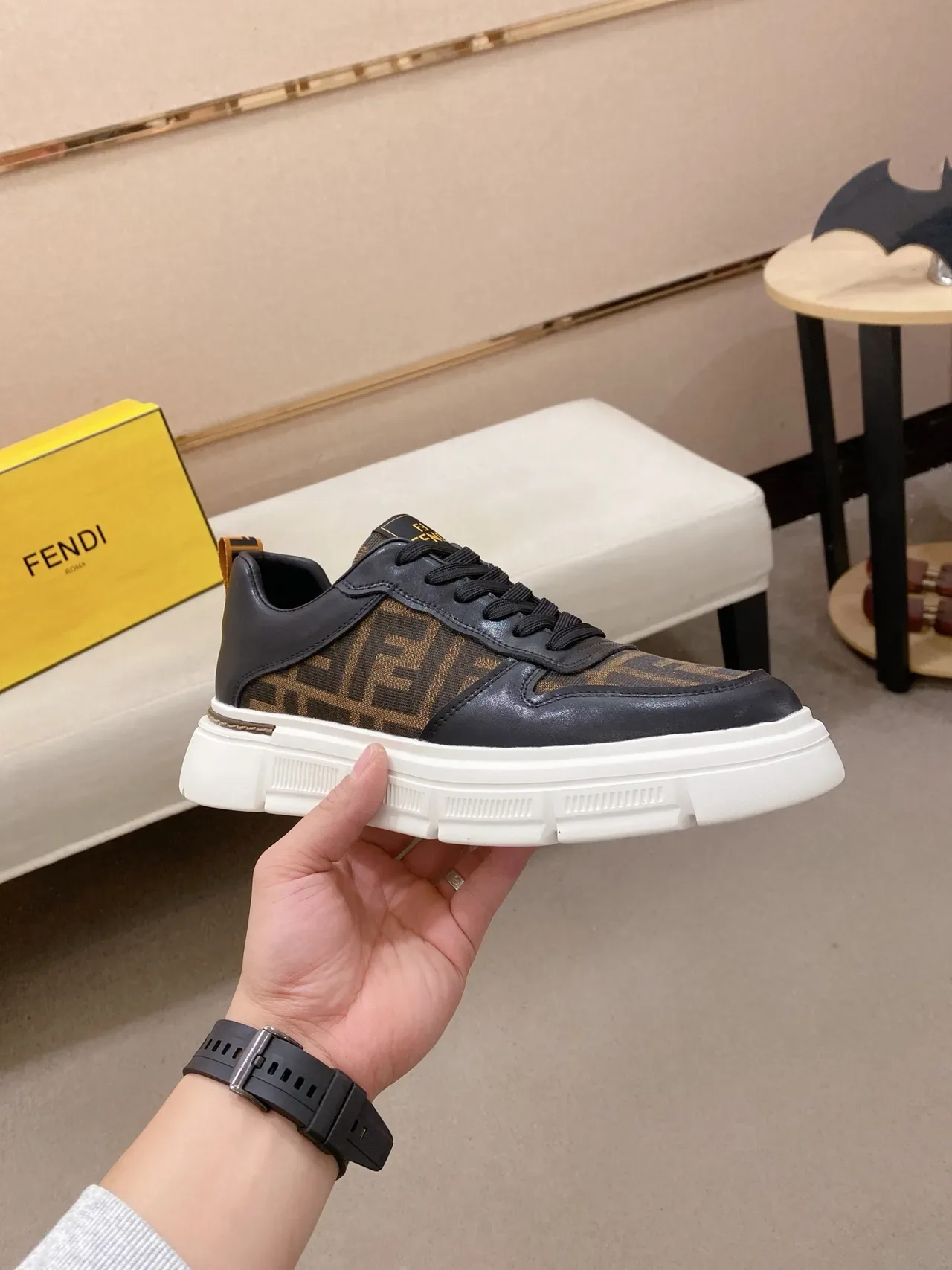 Fendi Monogram Black and Brown Chunky Sneaker 4